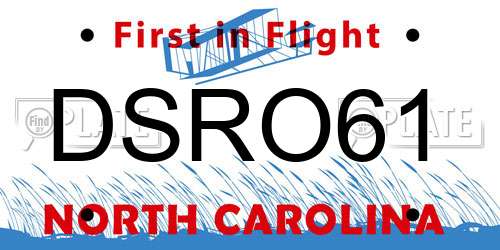 DSRO61 North Carolina License Plate