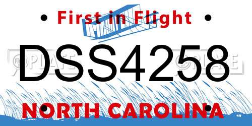 DSS4258 North Carolina License Plate