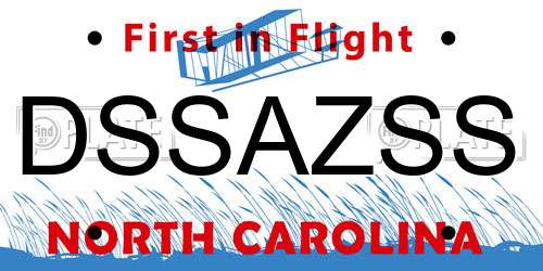 DSSAZSS North Carolina License Plate