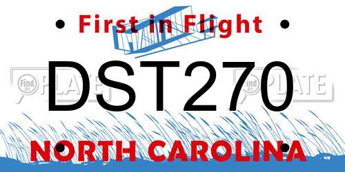 DST270 North Carolina License Plate