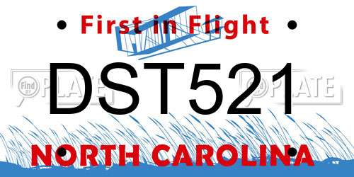 DST521 North Carolina License Plate