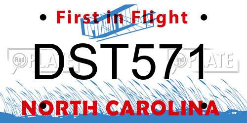 DST571 North Carolina License Plate