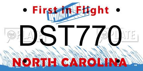 DST770 North Carolina License Plate