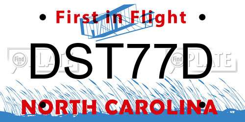 DST77D North Carolina License Plate