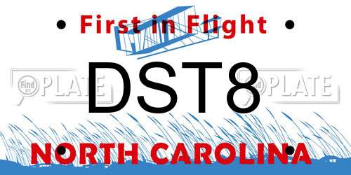 DST8 North Carolina License Plate