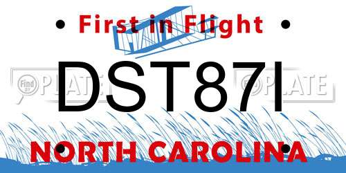 DST87I North Carolina License Plate