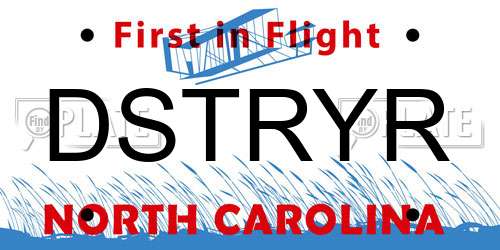 DSTRYR North Carolina License Plate
