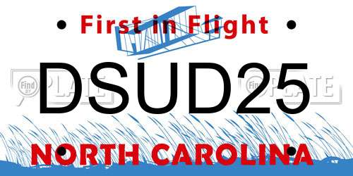 DSUD25 North Carolina License Plate