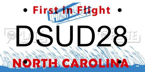 DSUD28 North Carolina License Plate