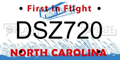 DSZ720 North Carolina License Plate