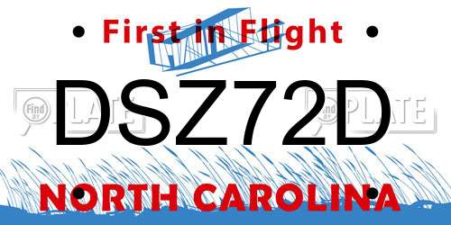 DSZ72D North Carolina License Plate