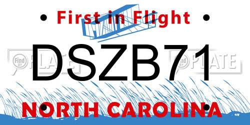 DSZB71 North Carolina License Plate