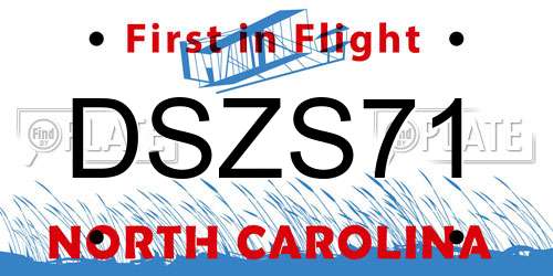 DSZS71 North Carolina License Plate