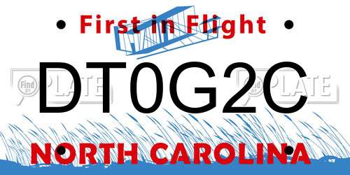 DT0G2C North Carolina License Plate
