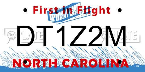 DT1Z2M North Carolina License Plate