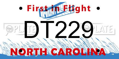 DT229 North Carolina License Plate