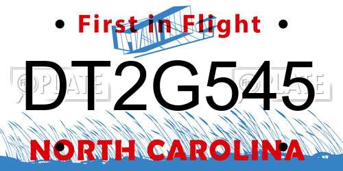 DT2G545 North Carolina License Plate