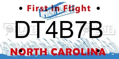 DT4B7B North Carolina License Plate