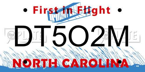 DT5O2M North Carolina License Plate
