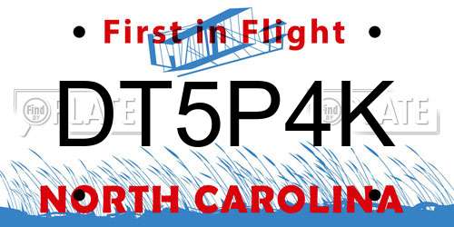 DT5P4K North Carolina License Plate