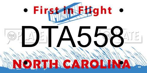 DTA558 North Carolina License Plate