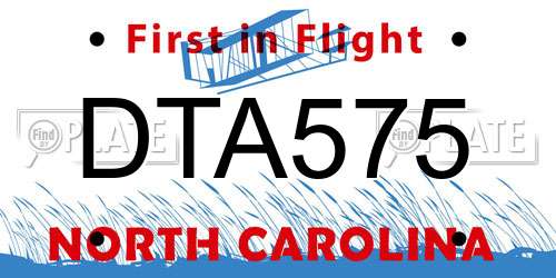 DTA575 North Carolina License Plate