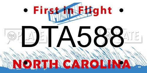 DTA588 North Carolina License Plate