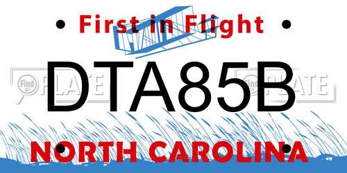 DTA85B North Carolina License Plate