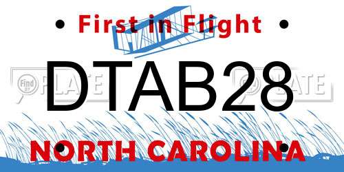 DTAB28 North Carolina License Plate