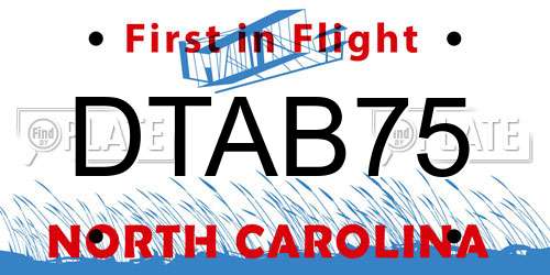 DTAB75 North Carolina License Plate