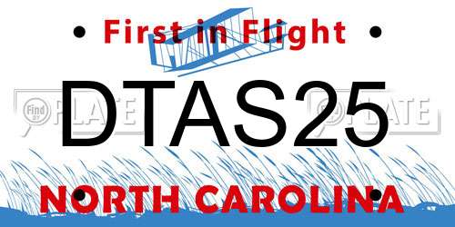 DTAS25 North Carolina License Plate