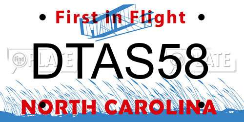 DTAS58 North Carolina License Plate