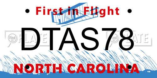 DTAS78 North Carolina License Plate
