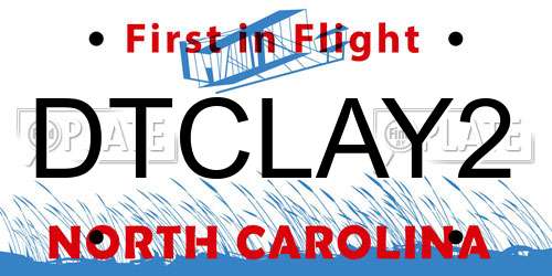 DTCLAY2 North Carolina License Plate