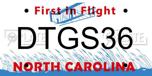 DTGS36 North Carolina License Plate
