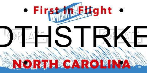 DTHSTRKE North Carolina License Plate