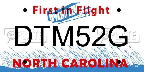 DTM52G North Carolina License Plate