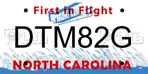 DTM82G North Carolina License Plate