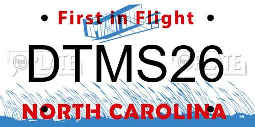 DTMS26 North Carolina License Plate