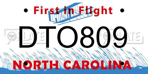 DTO809 North Carolina License Plate