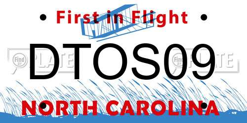 DTOS09 North Carolina License Plate