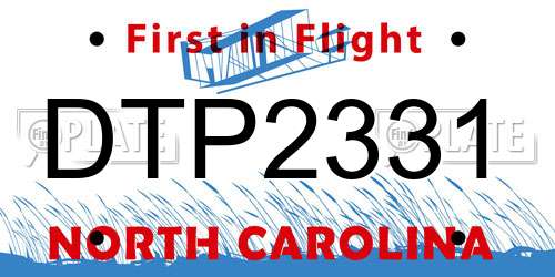 DTP2331 North Carolina License Plate