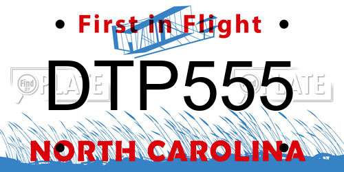 DTP555 North Carolina License Plate