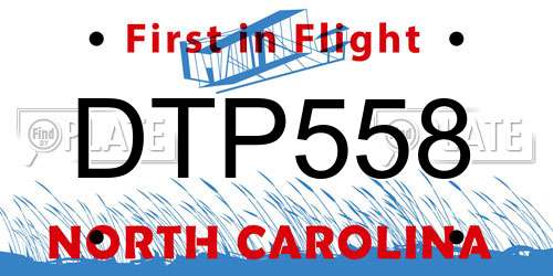 DTP558 North Carolina License Plate