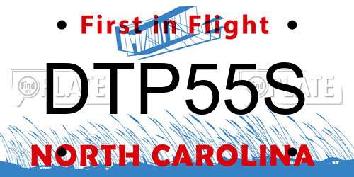 DTP55S North Carolina License Plate