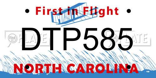 DTP585 North Carolina License Plate