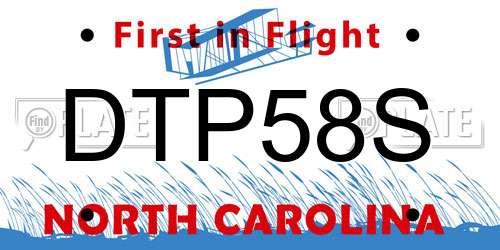 DTP58S North Carolina License Plate