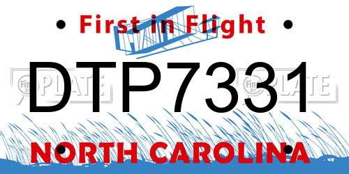 DTP7331 North Carolina License Plate