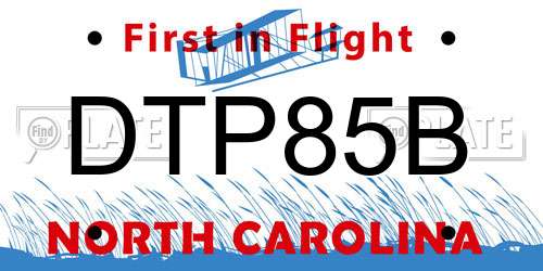 DTP85B North Carolina License Plate