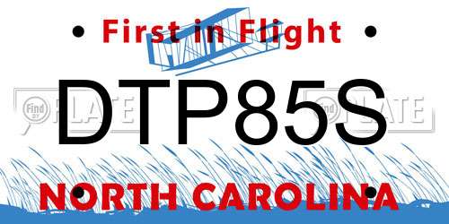 DTP85S North Carolina License Plate